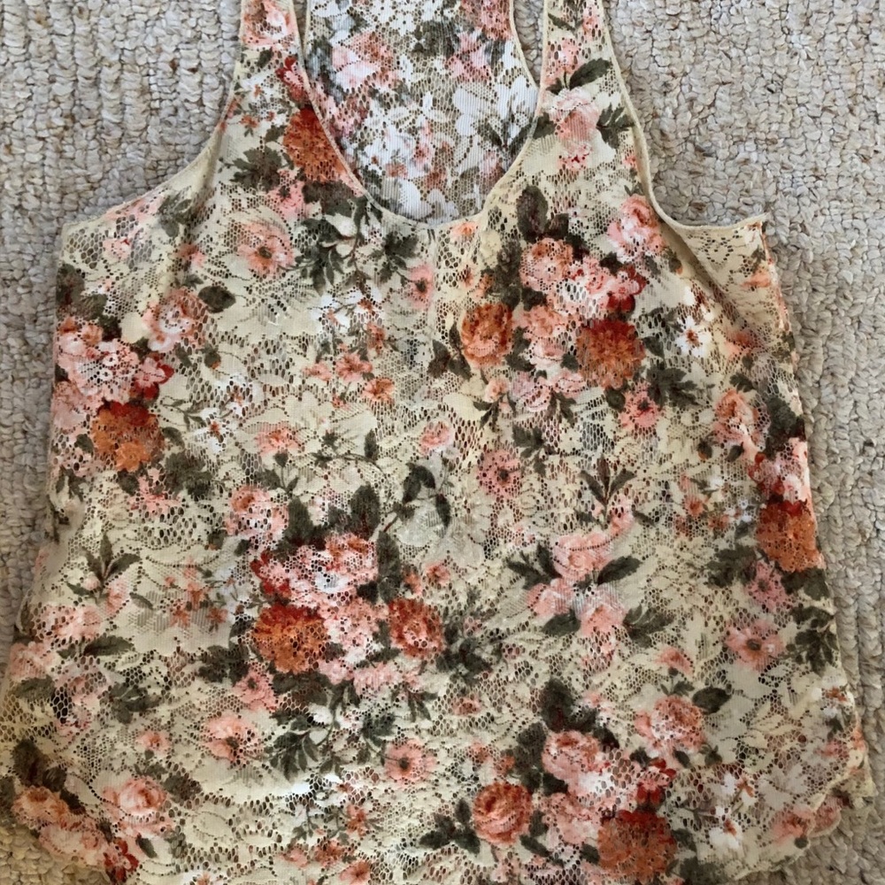 Juniors American Rag floral crocheted tank top, xl